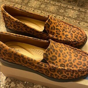 Clarks Leopard Print Loafers